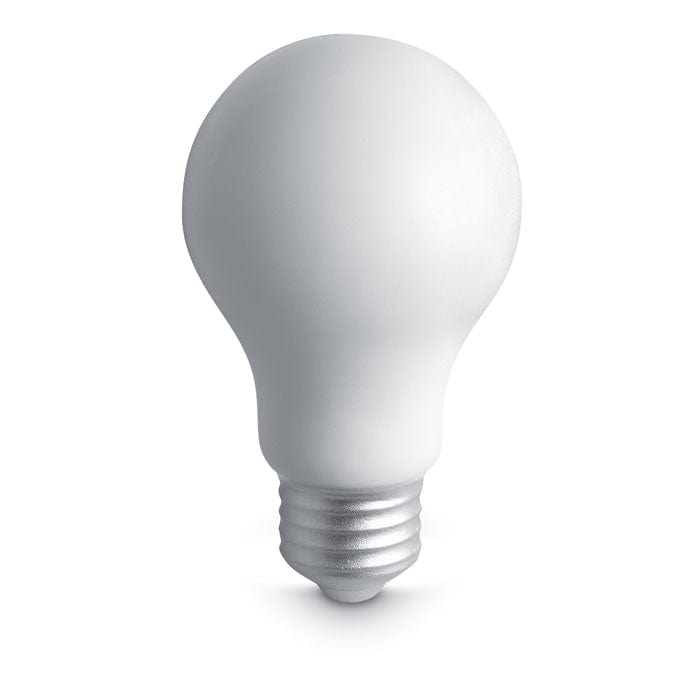 Antistress 'lampadina' in PU bianco - personalizzabile con logo