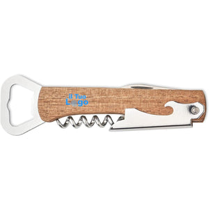 Apribottiglie 3 in 1 in bambù Legno - personalizzabile con logo
