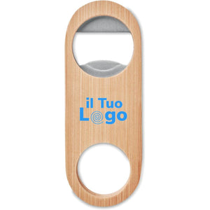 Apribottiglie in bamboo hole beige - personalizzabile con logo