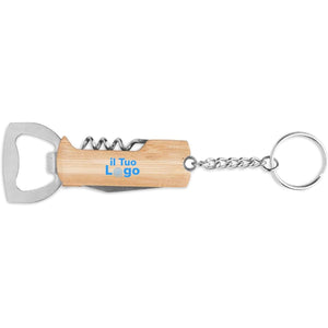 Attrezzo tascabile 3 in 1 in bambù beige - personalizzabile con logo