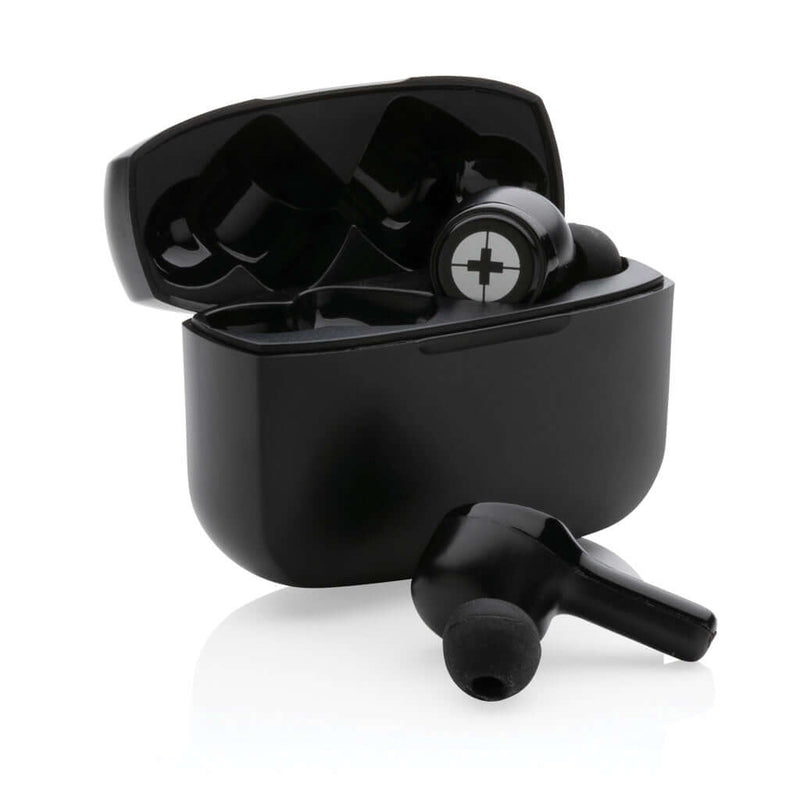 Auricolari Swiss Peak ANC TWS in plastica RCS nero - personalizzabile con logo
