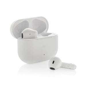 Auricolari wireless Tunevo in plastica riciclata RCS bianco - personalizzabile con logo