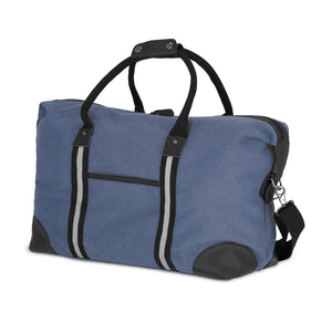 Borsa da weekend in tela di cotone riciclato Harper blu navy - personalizzabile con logo