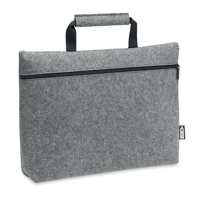 Borsa laptop in feltro RPET con manico grigio - personalizzabile con logo