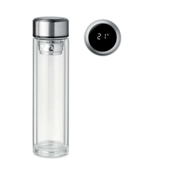 Bottiglia con termometro touch trasparente - personalizzabile con logo