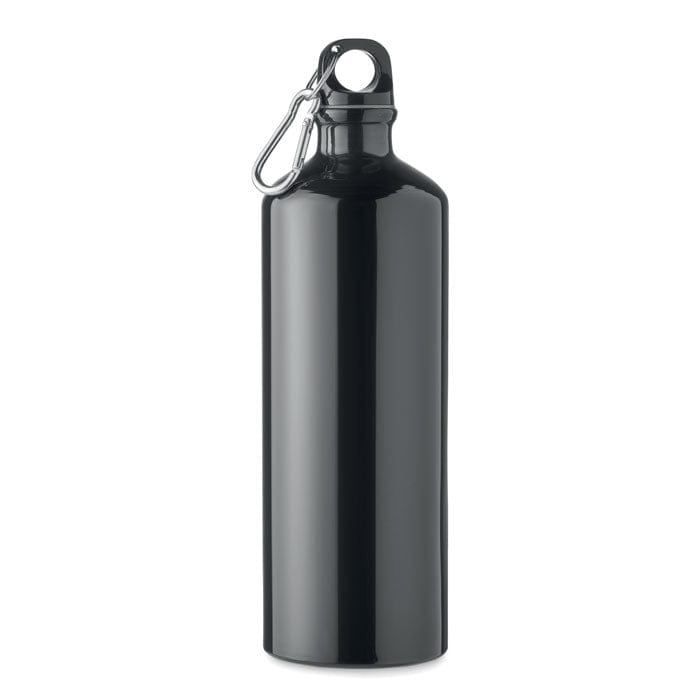 Bottiglia di alluminio 1L Nero - personalizzabile con logo