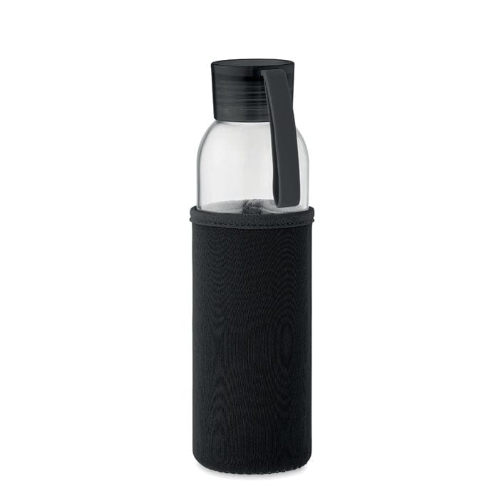 Bottiglia di vetro riciclato Nero - personalizzabile con logo