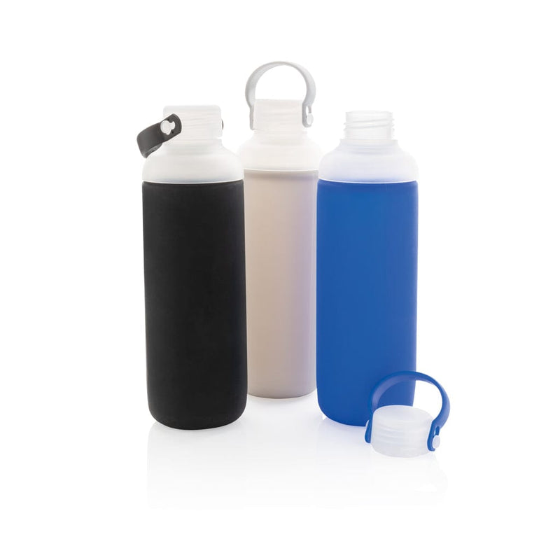 Bottiglia in vetro con fascia in silicone - personalizzabile con logo
