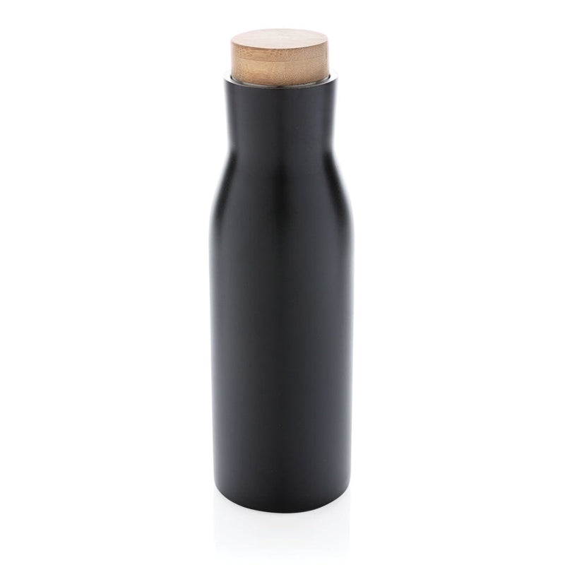 Bottiglia termica Clima con tappo in bambù 500ml nero - personalizzabile con logo