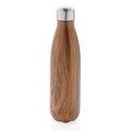 Bottiglia termica con texture wood 500ml marrone - personalizzabile con logo