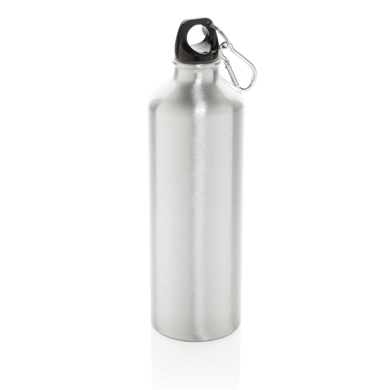 Bottiglia XL in alluminio con moschettone, 750ml color argento - personalizzabile con logo