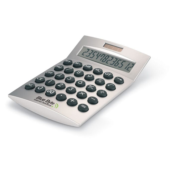 Calcolatrice 12 cifre color argento - personalizzabile con logo