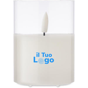 Candela di cera a LED Bianco - personalizzabile con logo