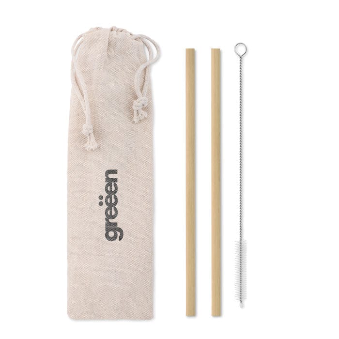 Cannucce in bamboo beige - personalizzabile con logo