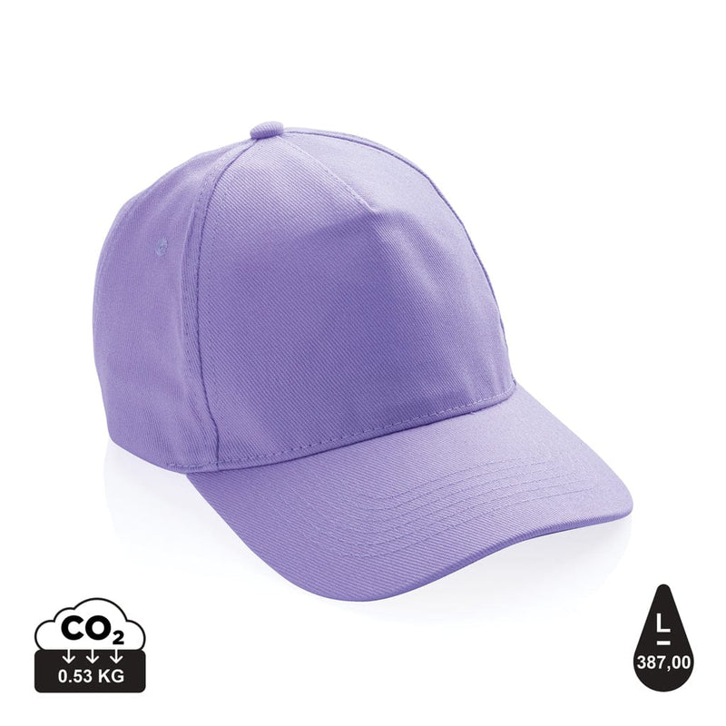 Cappellino Impact 5 panneli 280gr con tracer AWARE™ colorati viola - personalizzabile con logo
