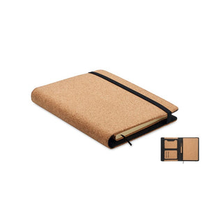 Cartella A5 in sughero beige - personalizzabile con logo