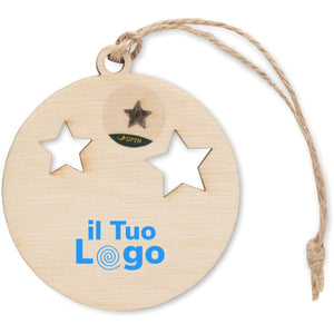 Decorazione a forma di palla con semi di abete Natural - personalizzabile con logo