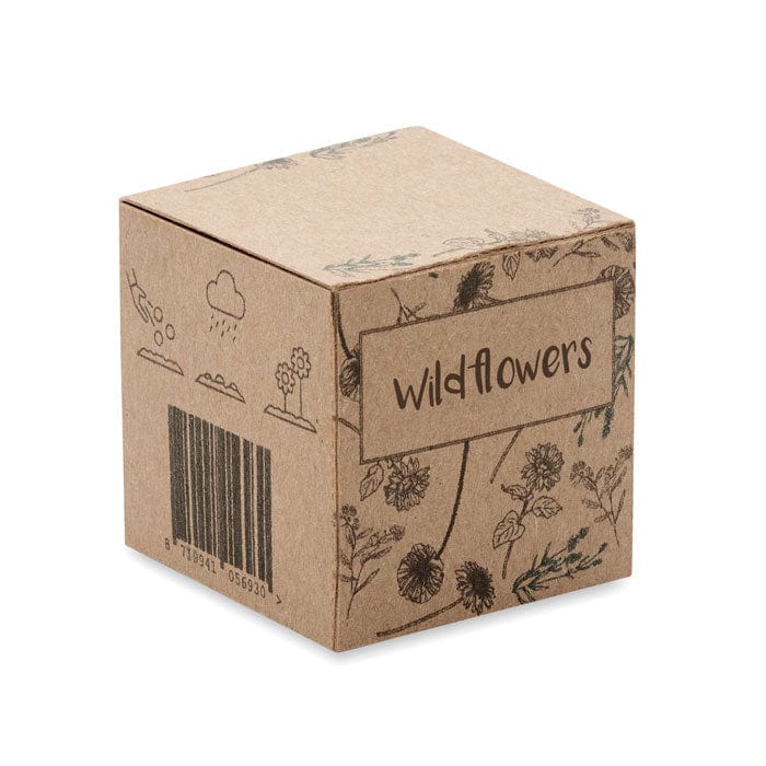 Kit di coltivazione in cartone cubo beige - personalizzabile con logo