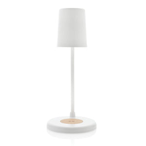 Lampada Zanara con caricatore wireless 15W in plastica RCS bianco - personalizzabile con logo
