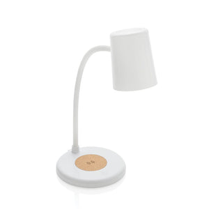Lampada Zanara con caricatore wireless 15W in plastica RCS bianco - personalizzabile con logo