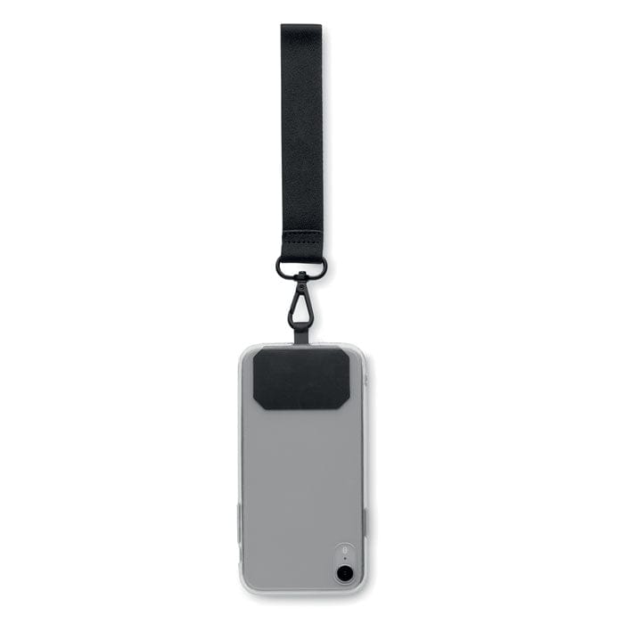 Lanyard braccialetto da polso per telefono Nero - personalizzabile con logo