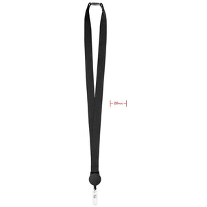 Lanyard con badge estraibile Nero - personalizzabile con logo