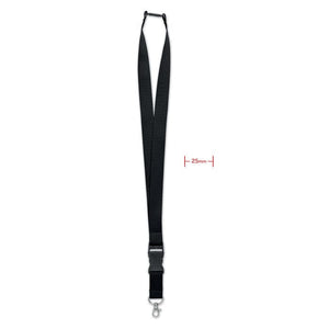 Lanyard con gancio in metallo 25 mm Nero - personalizzabile con logo