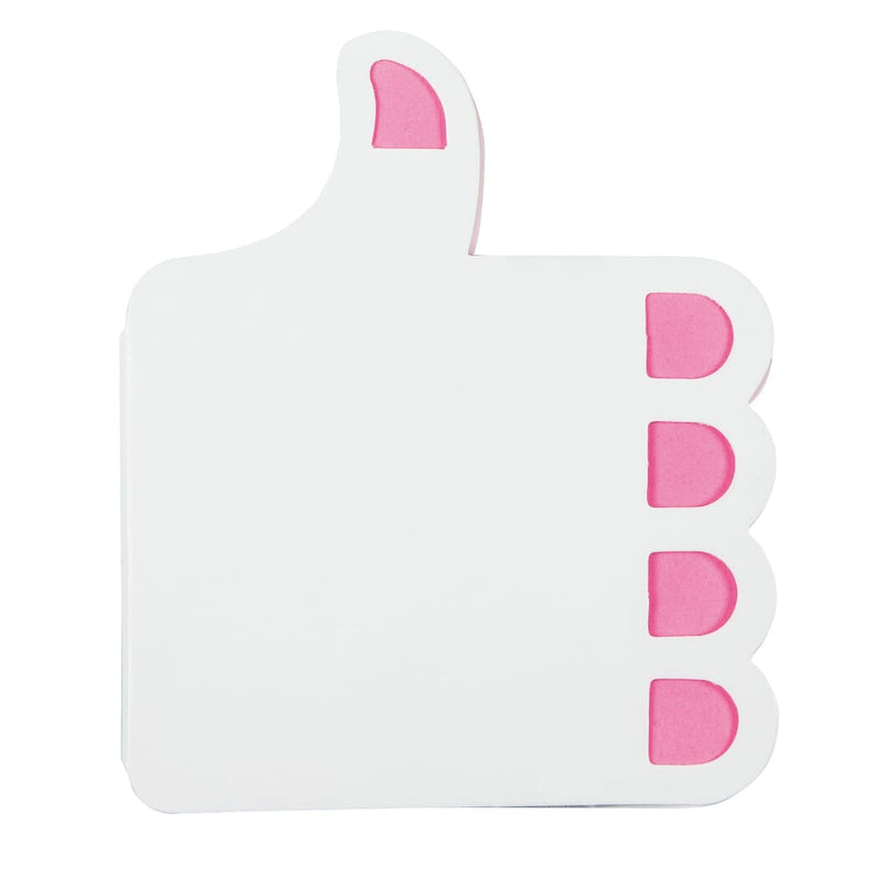 Note adesive thumbs-up Bianco / rosa - personalizzabile con logo