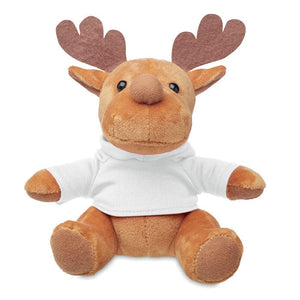 Peluche a forma di renna bianco - personalizzabile con logo