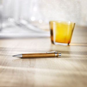 Penna a sfera bamboo refil blu beige - personalizzabile con logo