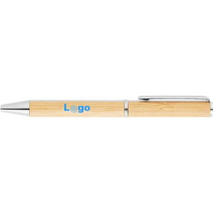 Penna a sfera in bamboo 13,5 cm beige - personalizzabile con logo