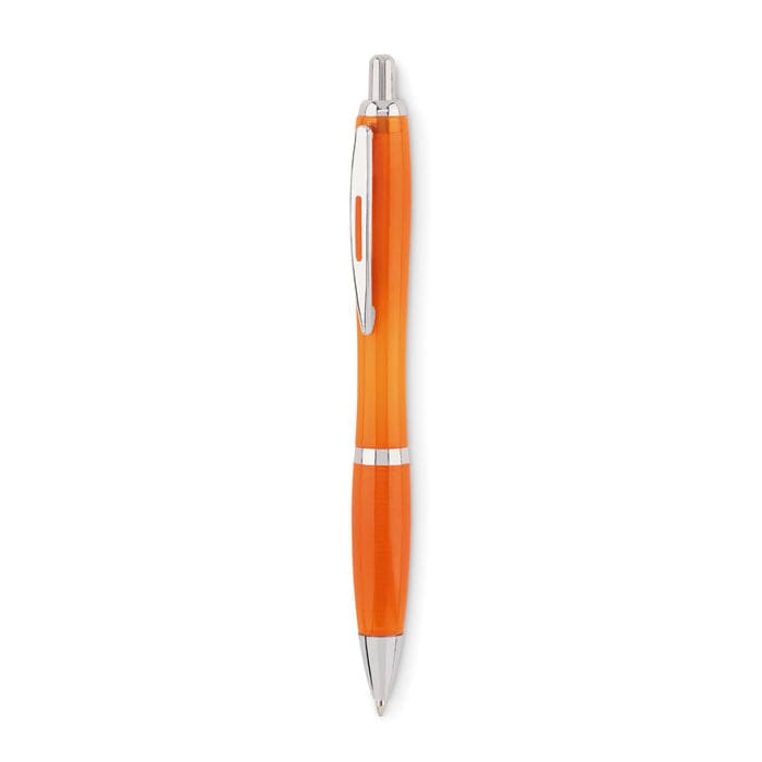 Penna a sfera in R-PET profili in metallo arancione - personalizzabile con logo