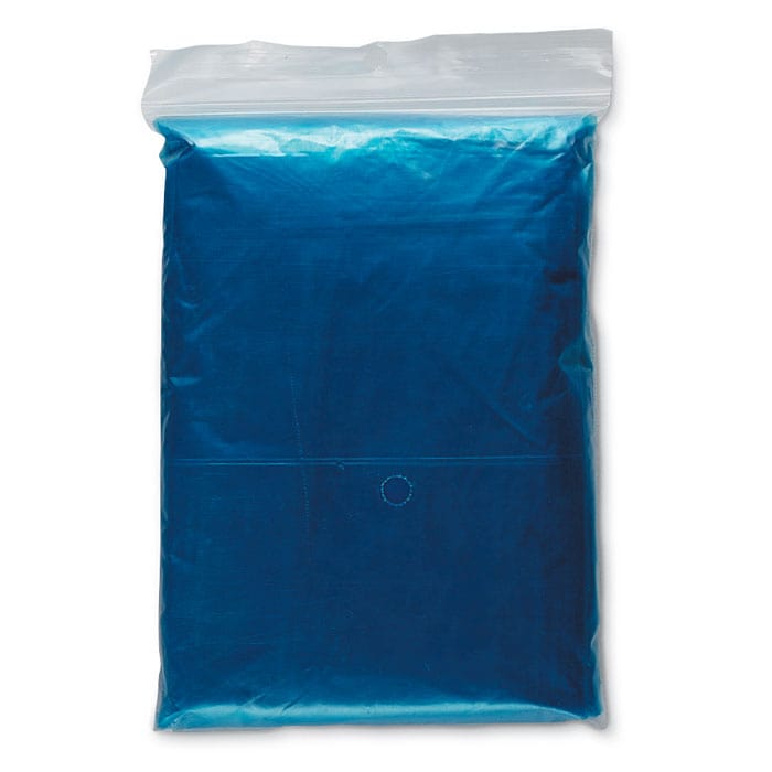Poncho pieghevole in polybag blu - personalizzabile con logo