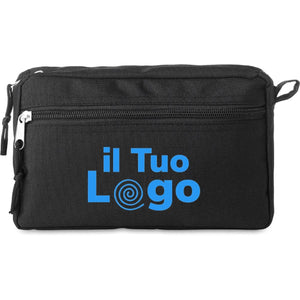 Porta cosmetici in RPET Nero - personalizzabile con logo