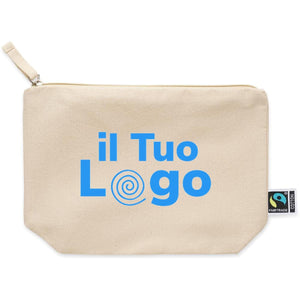 Portacosmetici in cotone equosolidale beige - personalizzabile con logo