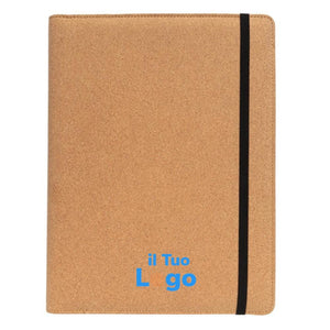 Portafoglio A4  Deluxe in sughero con penna nero - personalizzabile con logo