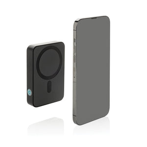 Powerbank magnetica 10.000mAh Amporia in rPlastica RCS nero - personalizzabile con logo