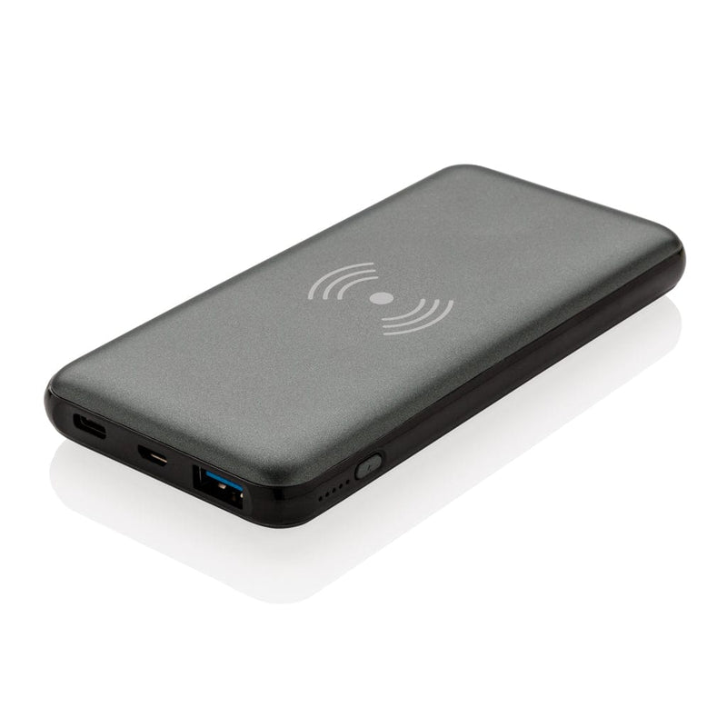 Powerbank wireless da 10.000 mAh con PD grigio - personalizzabile con logo