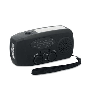 Radio portatile con torcia LED Nero - personalizzabile con logo