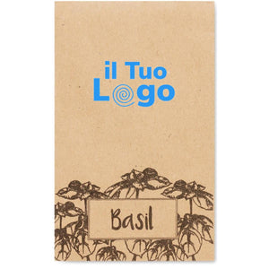 Semi di basilico in busta kraft beige - personalizzabile con logo