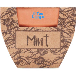 Semi di menta in vaso Legno - personalizzabile con logo