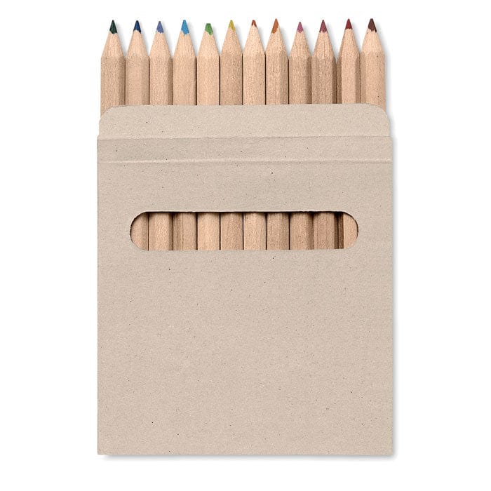Set 12 matite colorate in scatola di cartone marrone - personalizzabile con logo