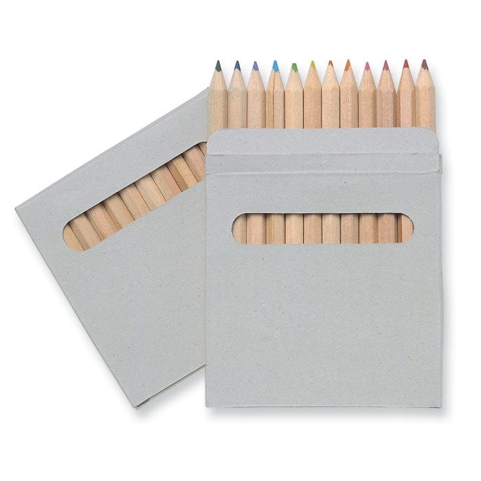 Set 12 matite colorate in scatola di cartone marrone - personalizzabile con logo