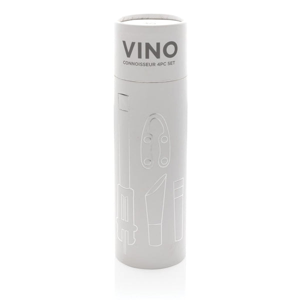 Set 4 pezzi Vino Connoisseur color argento - personalizzabile con logo