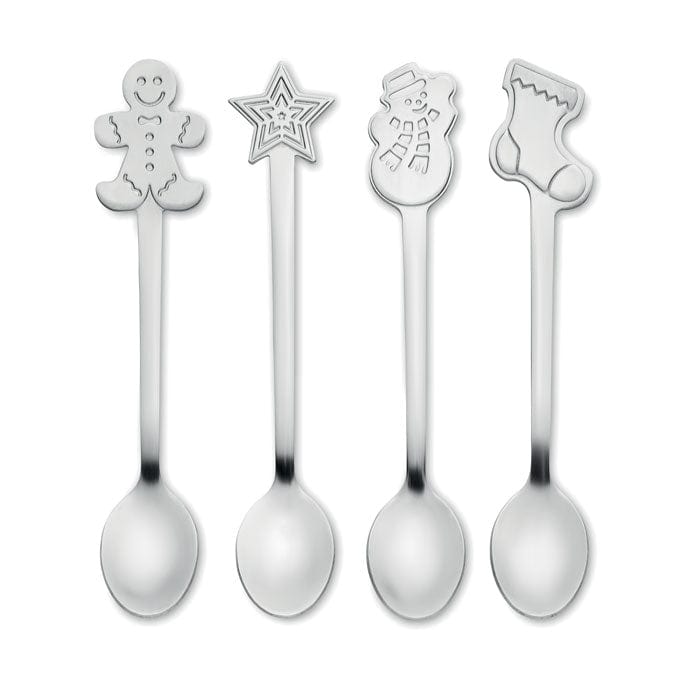 Set cucchiaini da tè XMAS color argento - personalizzabile con logo