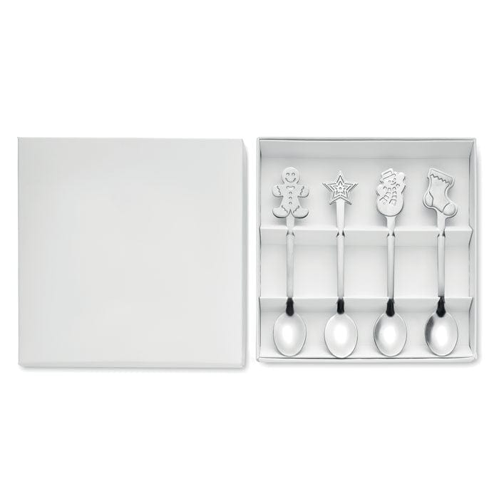 Set cucchiaini da tè XMAS color argento - personalizzabile con logo