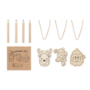 Set decorazioni in legno da colorare beige - personalizzabile con logo