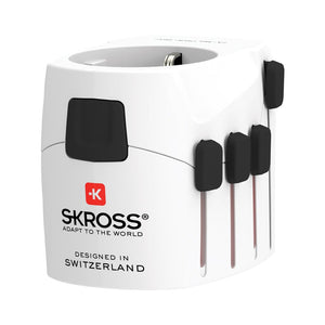 SKROSS Adattatore da viaggio universale Pro 3 poli bianco - personalizzabile con logo