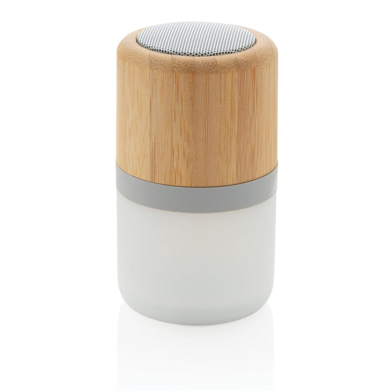 Speaker 3W in bambù con luce bianco - personalizzabile con logo