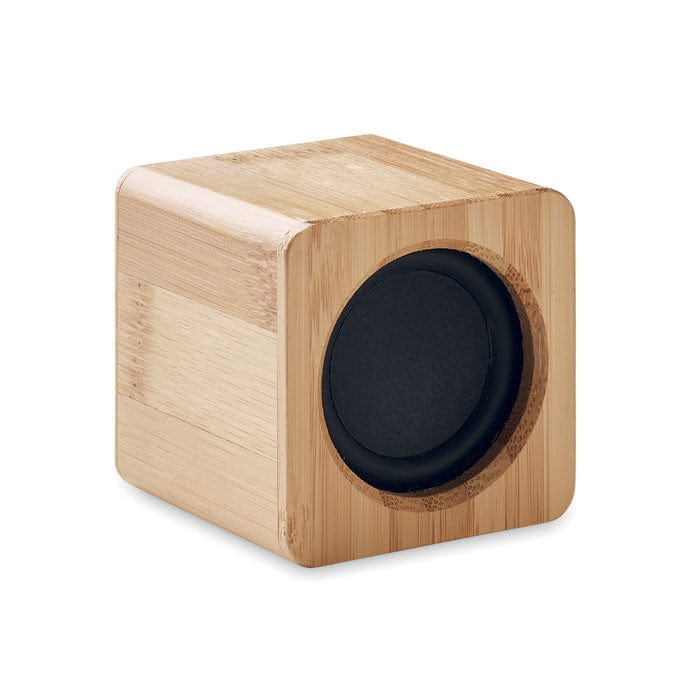 Speaker in bamboo cubo beige - personalizzabile con logo